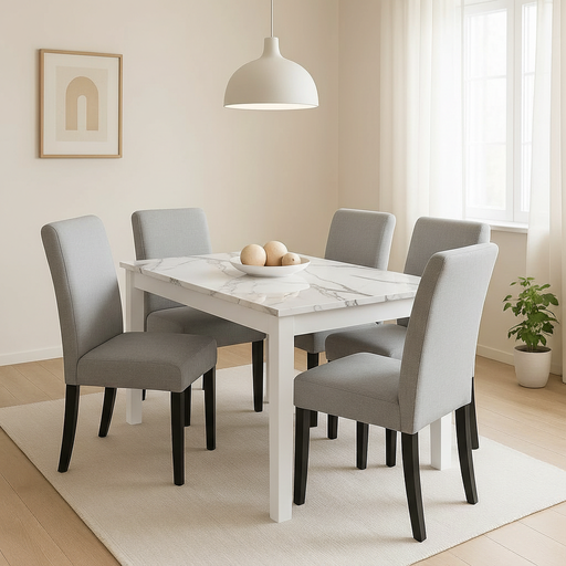 Mesa fija (1.20x80, Tapa simil carrara pata blanca)