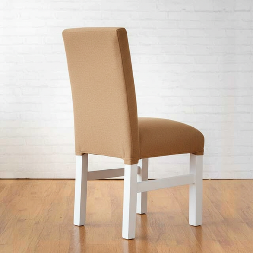 Silla tapizada (Chenille – Camel, Blancas)