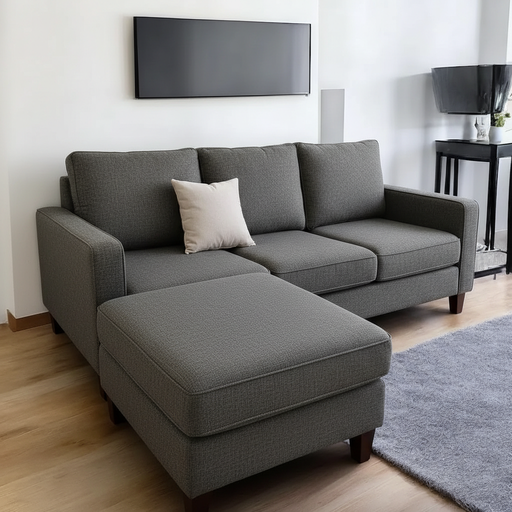 Sillón Italiano con vivos (180x90, Pana Cross – Gris, Sin apoyabrazos)