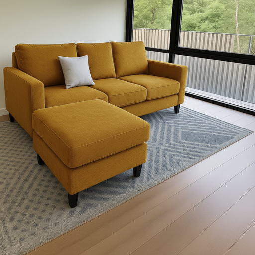 Sillon italiano (180x90, Chenille – Maiz, Con apoyabrazos)
