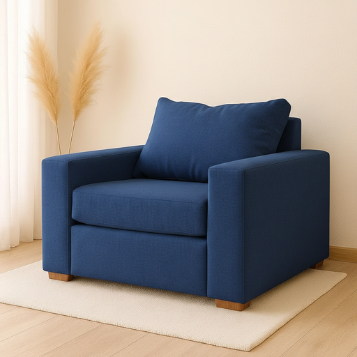 Sillón Italiano individual (Pana Cross – Azul, Sin camastro)