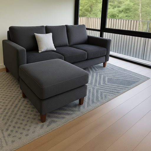 Sillon italiano (200x90, Chenille – Gris Oscuro, Sin apoyabrazos)