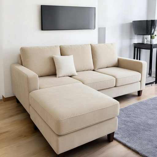 Sillón Italiano con vivos (180x90, Chenille – Natural, Sin apoyabrazos)