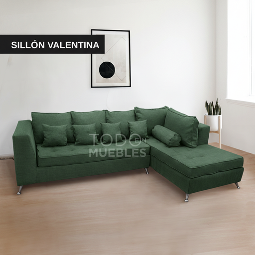 Sillón Valentina (250x160, Pana Cross – Verde Ingles, Lado derecho mirando de frente)