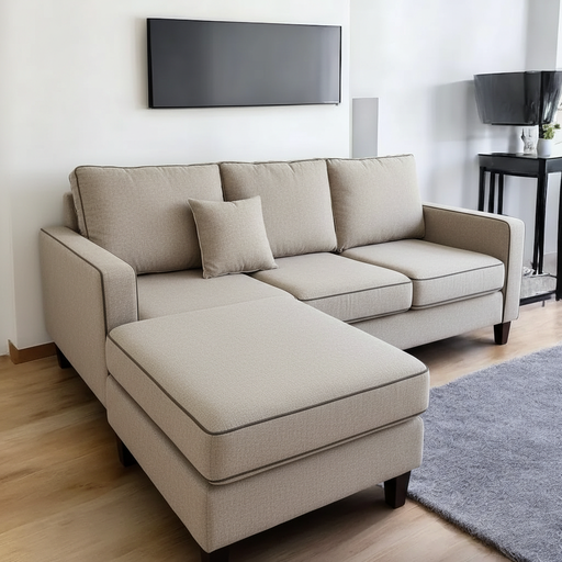 Sillón Italiano con vivos (210x90, Antidesgarro Alpha - Lino, Sin apoyabrazos)