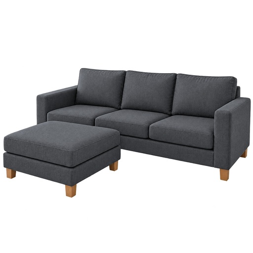 Sillón Italiano con vivos (210x90, Antidesgarro Alpha - Grafito, Sin apoyabrazos)