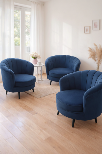 Sillón Shell (Antimanchas Murano – Azul noche)