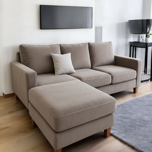 Sillón Italiano con vivos (210x90, Pana Antimanchas Madison – Stone, Sin apoyabrazos)