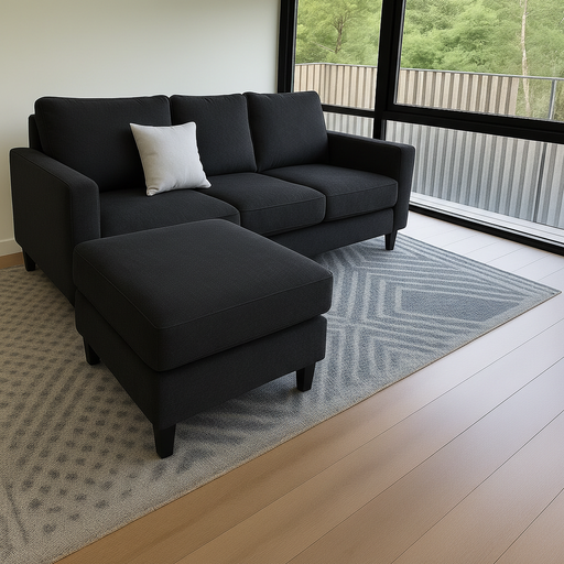 Sillon italiano (180x90, Pana cross – Black, Sin apoyabrazos)