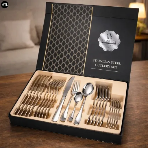 Set de cubiertos plateado x24pcs