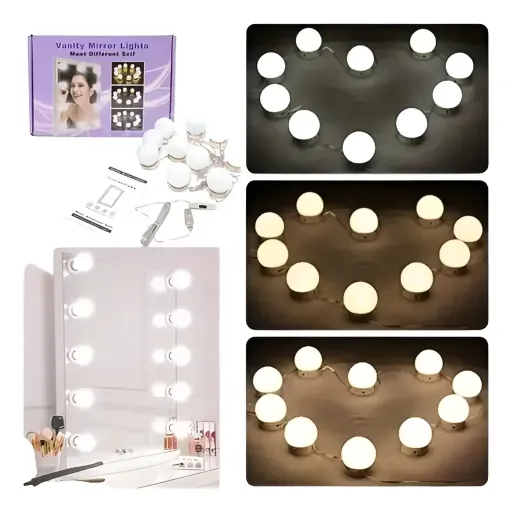 Espejo de maquillaje con luz led 914 recargable