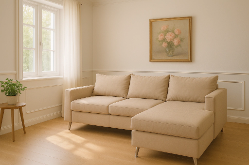 Sillón Deco con vivo (210x160, Pana Cross – Gris)