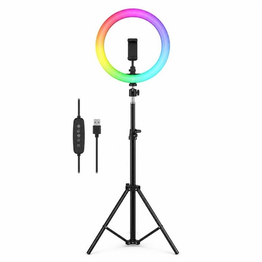 [443434466] Aro de Luz Anillo LED 26cm c/ Trípode 2.1m RGB