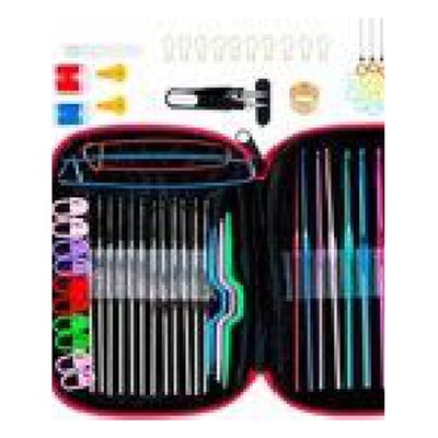[443434180] Set Crochet Costura 100 Piezas Kit Agujas Rosa
